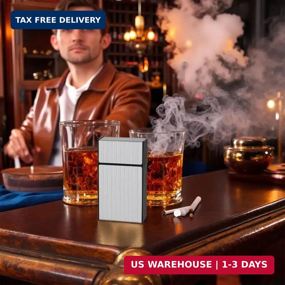Cigarette Case 2 Pack 100mm 100's King Size (Black + Silver, 100mm)