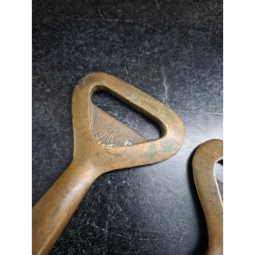 Vintage Solid Brass Bottle Openers Set 2 Mid Century Barware Heavy