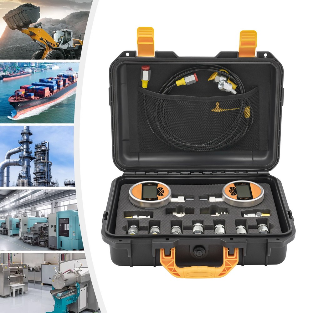 Digital Hydraulic Pressure Test Coupling Kit with 2 Gauges 2 Quick Connector