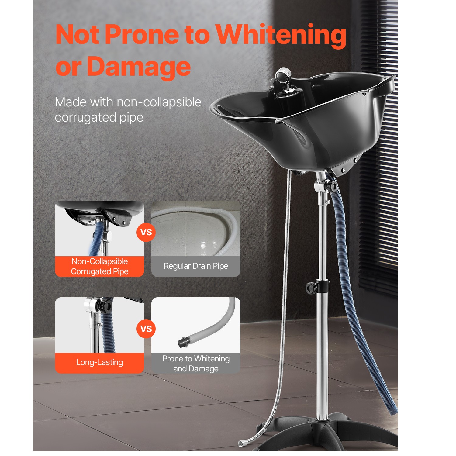 Uimoso Portable Hair Washing Basin with Drain Hose, Adjustable Height and Angle