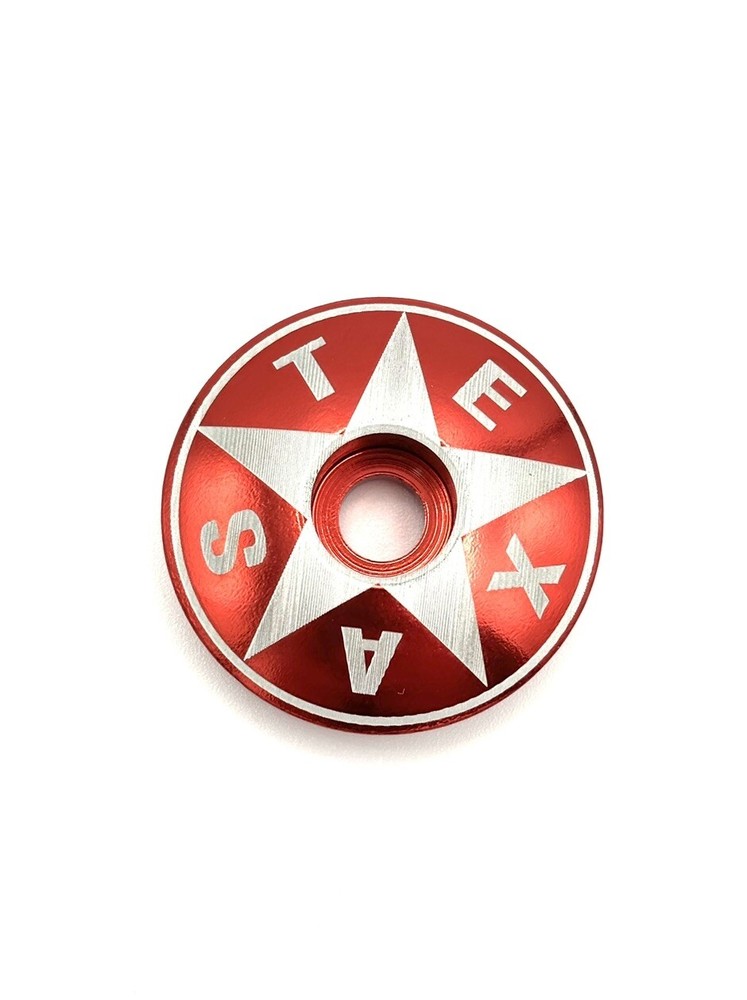 TEXAS  - Threadless Bicycle Headset Stem Cap 1 1/8" Red USA