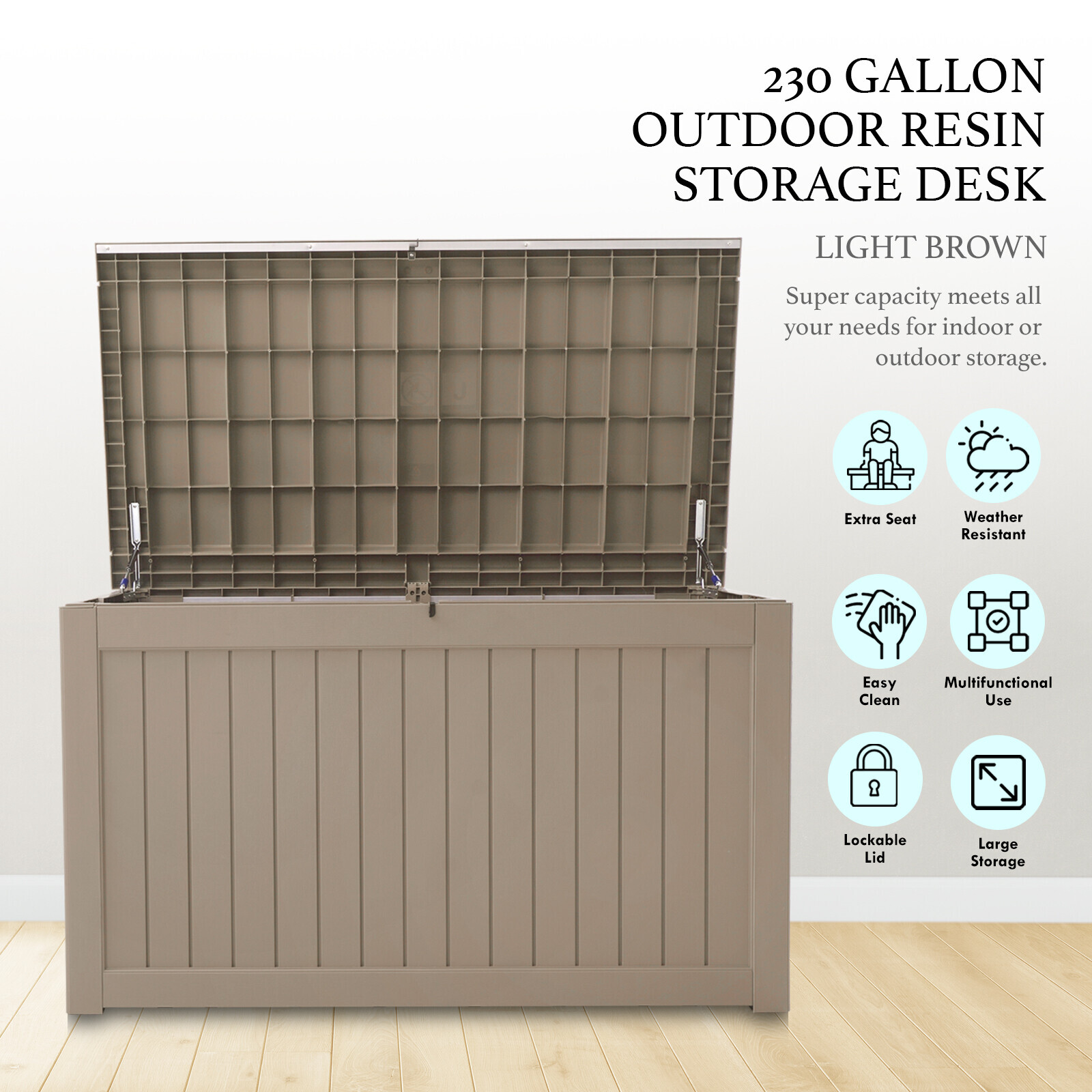 230 Gallon Deck Box Storage Outdoor Patio Chest Organizer Furniture Garden Bench