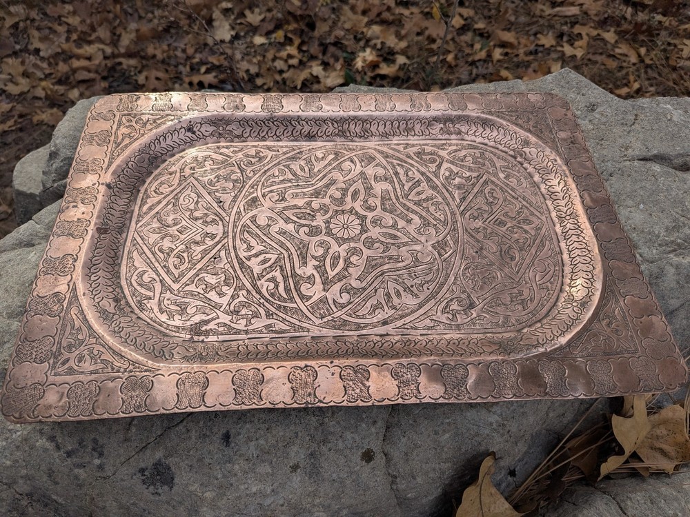 Unique Intricate  Copper Tray Detailed Design