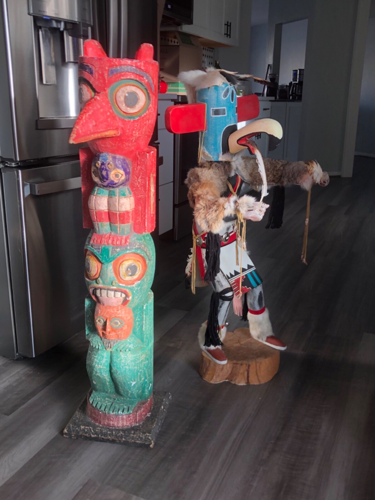 Antique 41" NorthWest Coast Hand Carved Painted Totem Pole