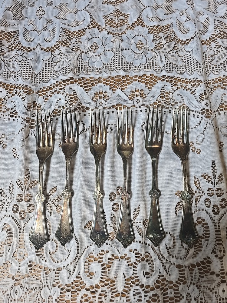 Antique Hall & Elton Silverplate Flatware Circa 1877 - 6 Dinner Forks