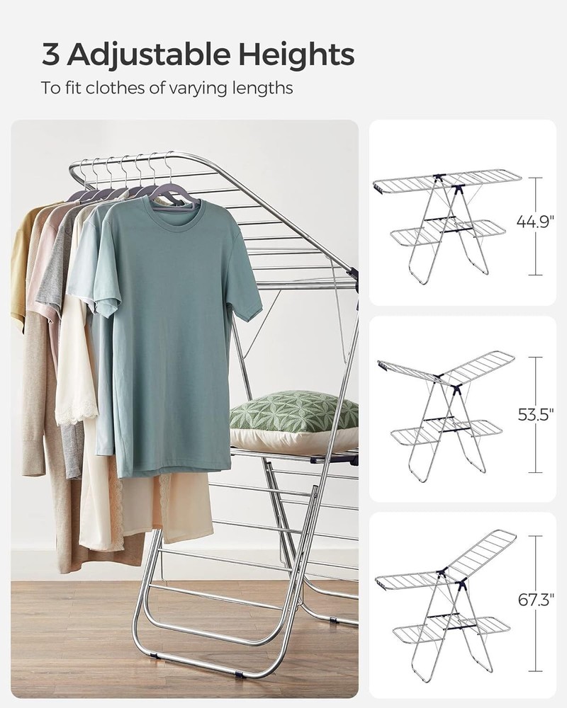 Clothes Drying Rack Foldable 2-Level Laundry Free-Standing Large Adjustable New