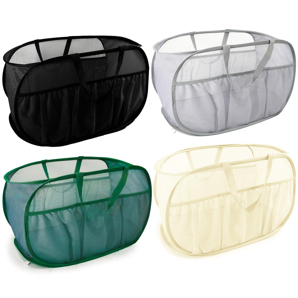 Collapsible Laundry Baskets 4 Pack Pop Up Hamper Mesh Foldable Clothes Bin