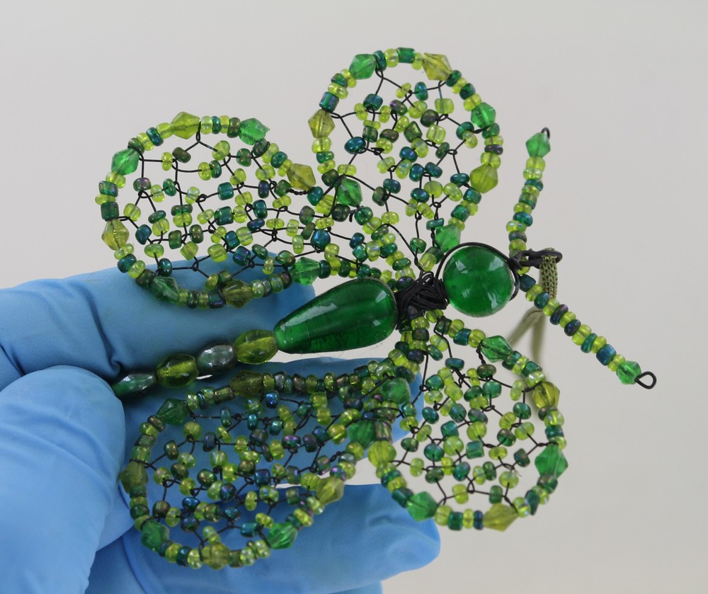 Green Beaded Butterfly Ornament