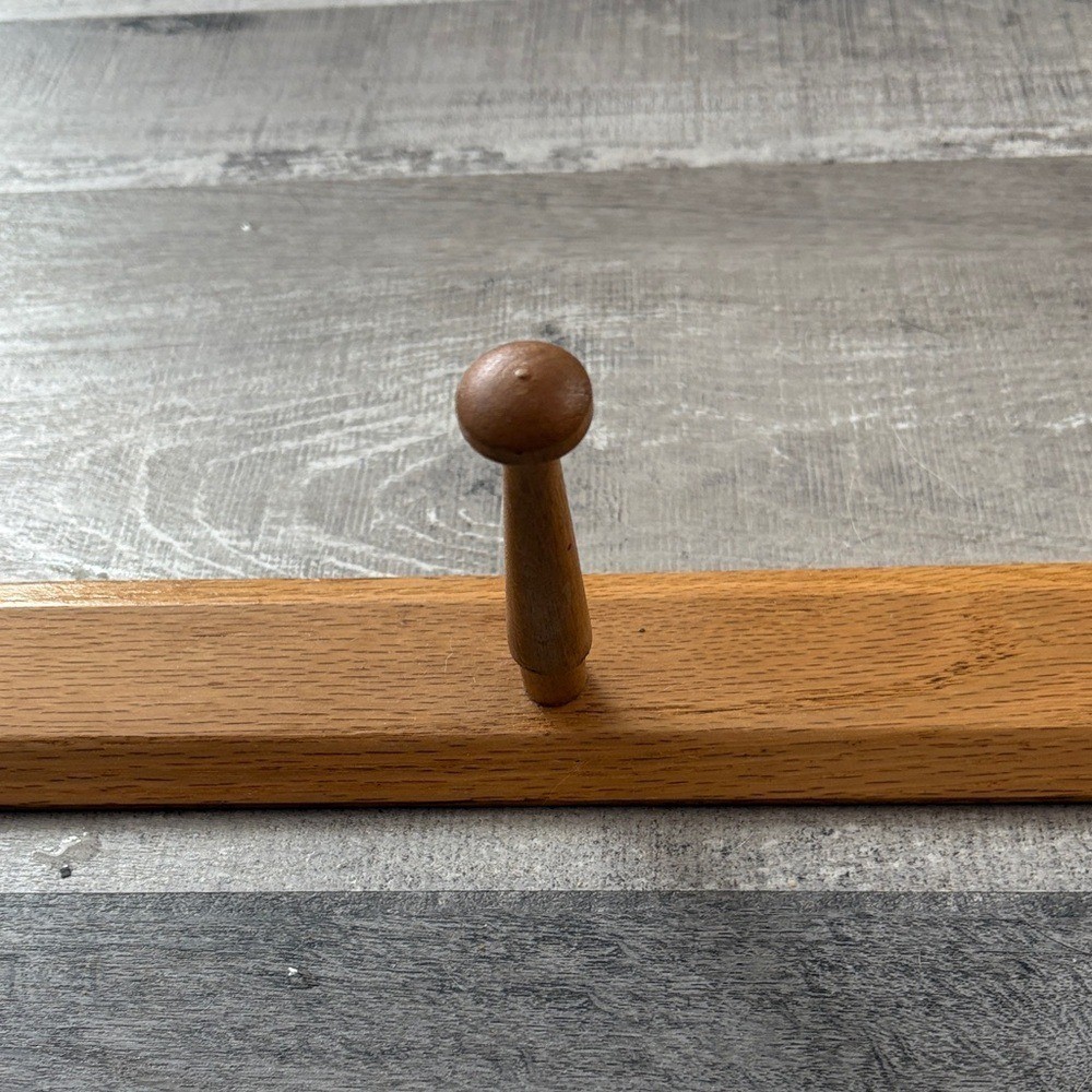 VTG Oak Peg Rail Wall Hook Rack