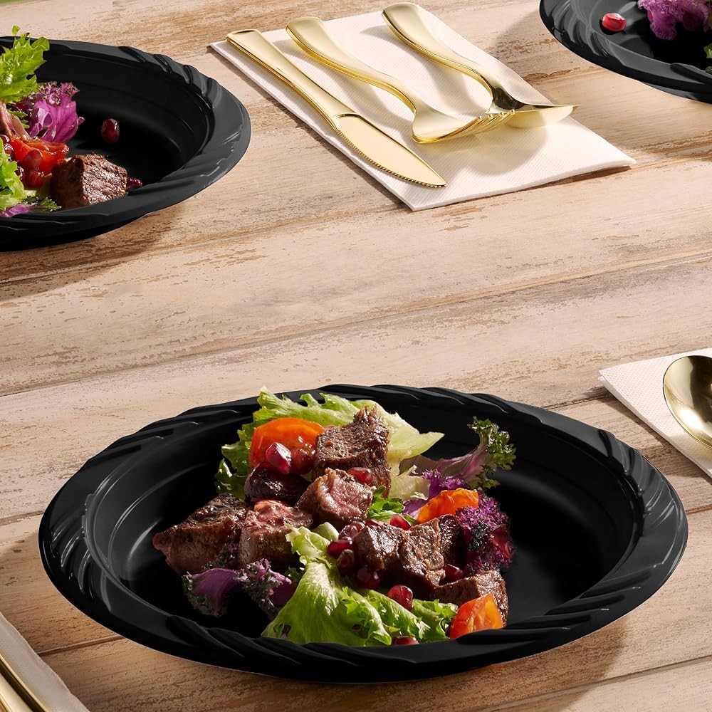 100 Clear Plastic Plates Set - 9 Inch Disposable Dinner Plates Bulk