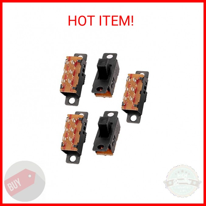 uxcell 5Pcs 3 Position 6P DPDT Micro Miniature PCB Slide Switch Latching Toggle