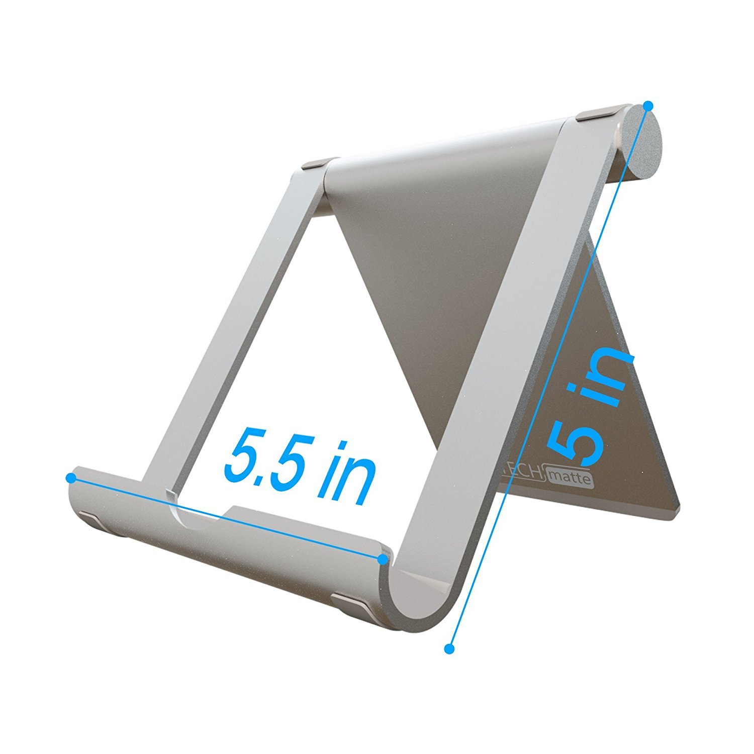 TechMatte Multi-Angle Aluminum Desktop Tablet / Phone Stand Holder (Silver)