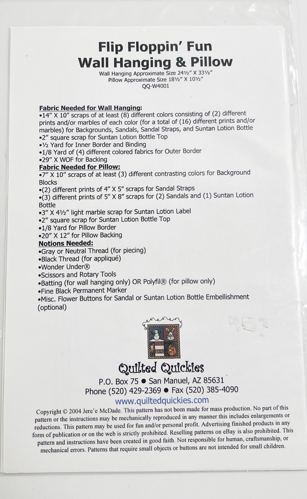 Quilted Quickies Flip Floppin' Fun Wall hanging & Pillow Pattern