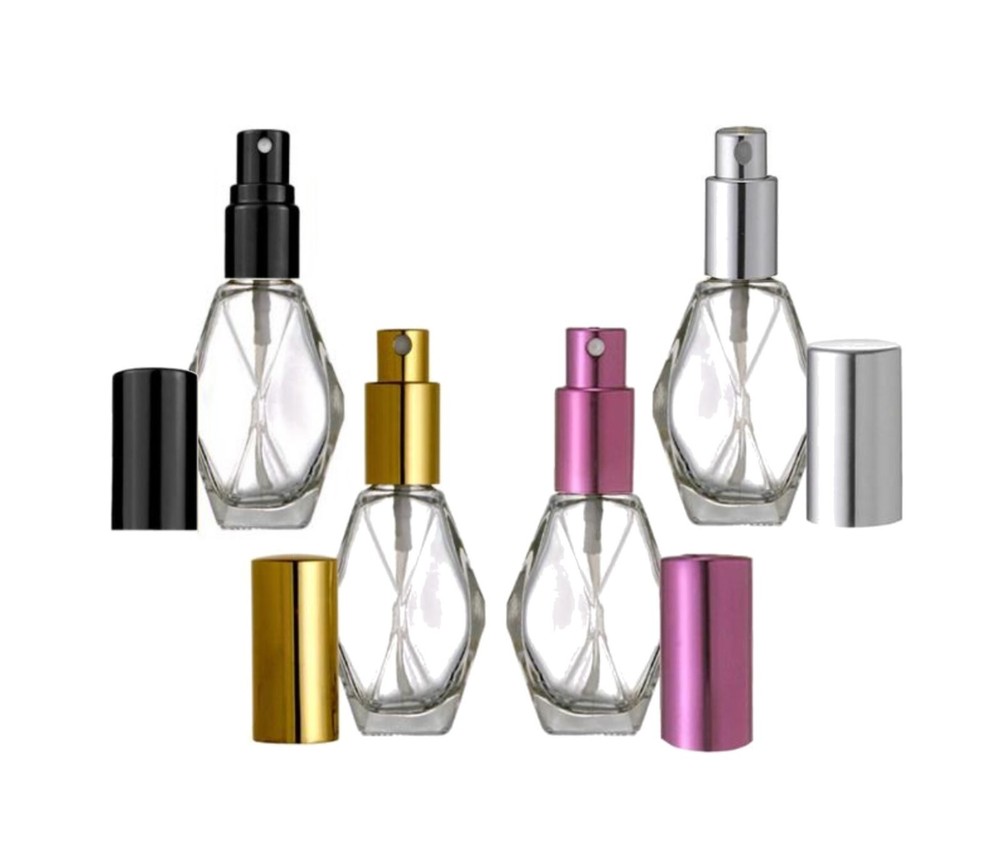 6 Refillable Perfume Bottles- 2 oz. Atomizer Luxury Bottle, Diamond Shape, 60 ml