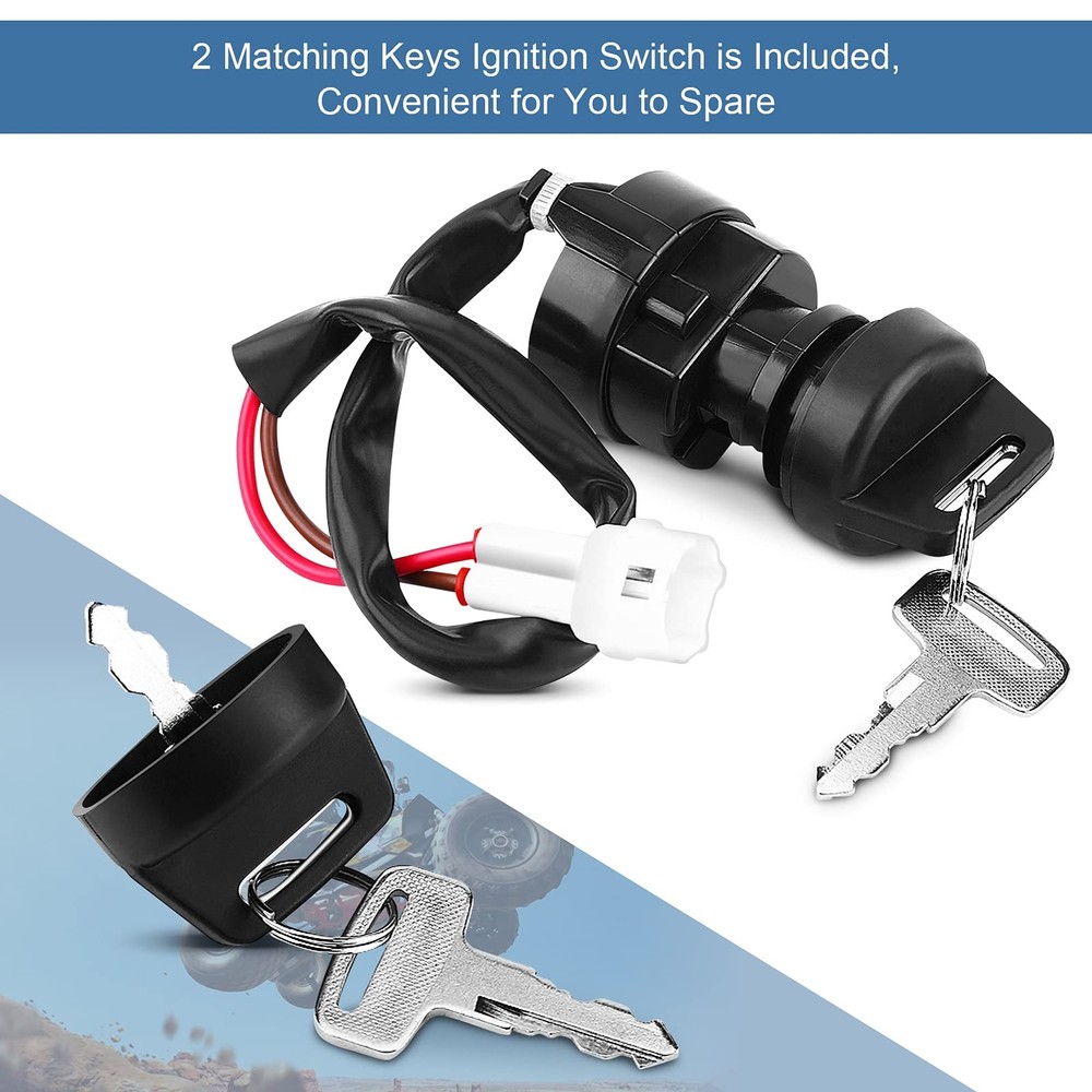 Motorcycle Ignition Switch with 2 Matching Keys 2 Wire Ignition Switch Univer...