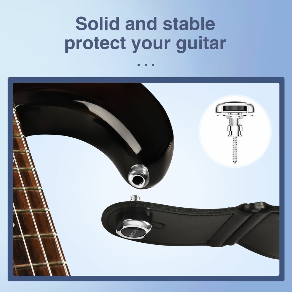 Guitar Strap Button Locks Quick Release Security Retainer Anti-Rust Metal Silver