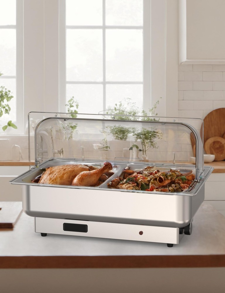 2 Pack Half-Size Electric Chafing Dish Set - Temperature Control Buffet 2x4.5QT