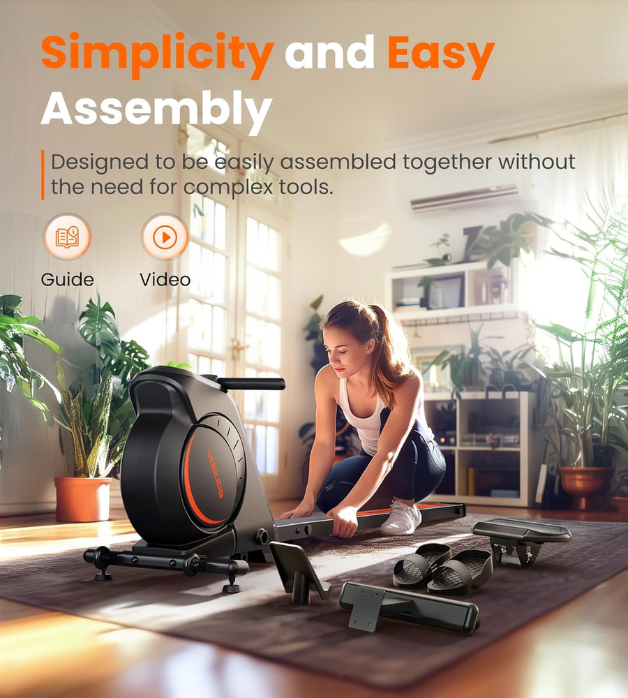 Magnetic Rowing Machine for Home - Rower Machine Use with Bluetooth, App Support
