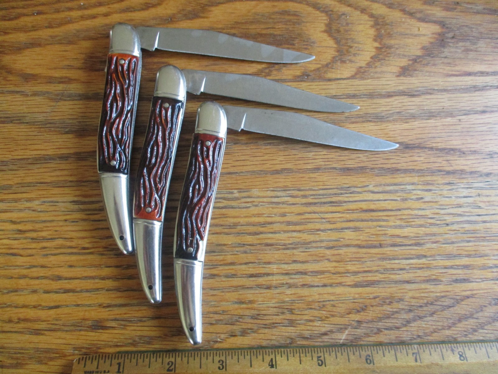 3 Fish Knives Single Blade Knife NOS Colonial Knife USA Stainless