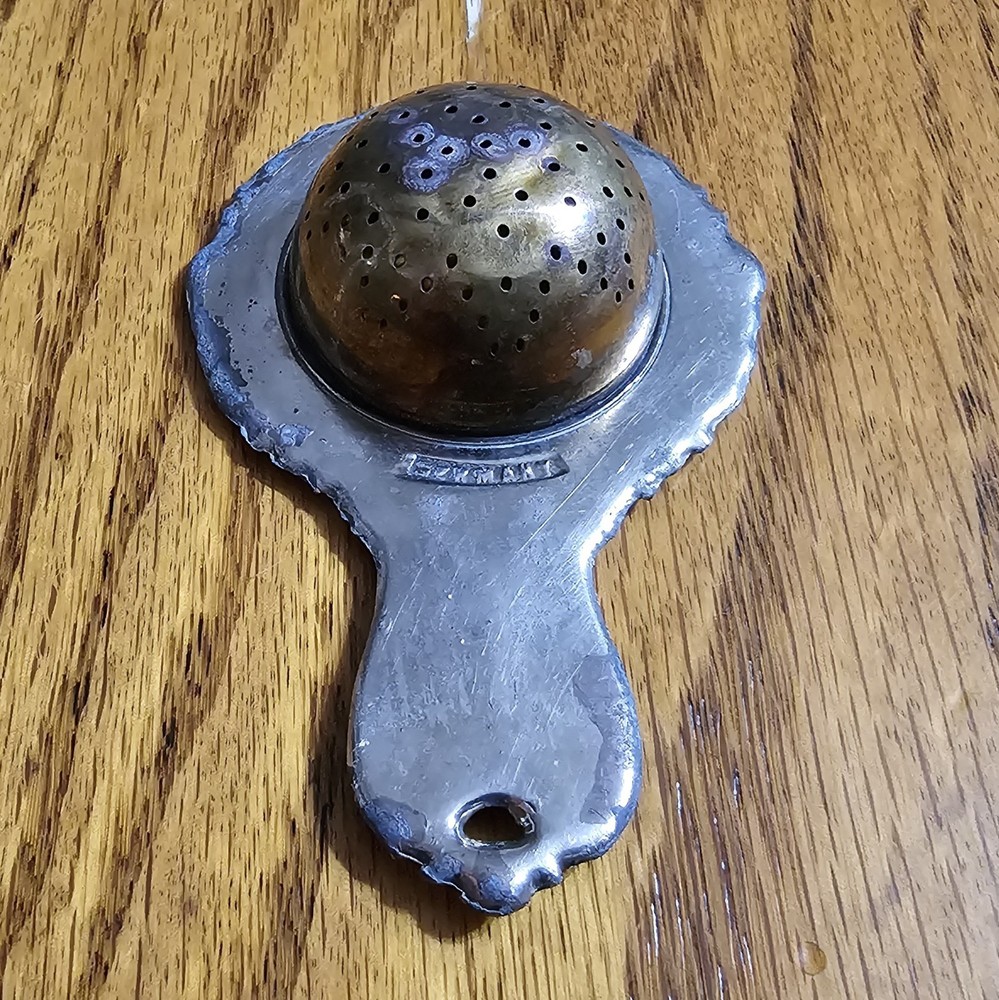 Antique German Silver Brass Tea Strainer 4”