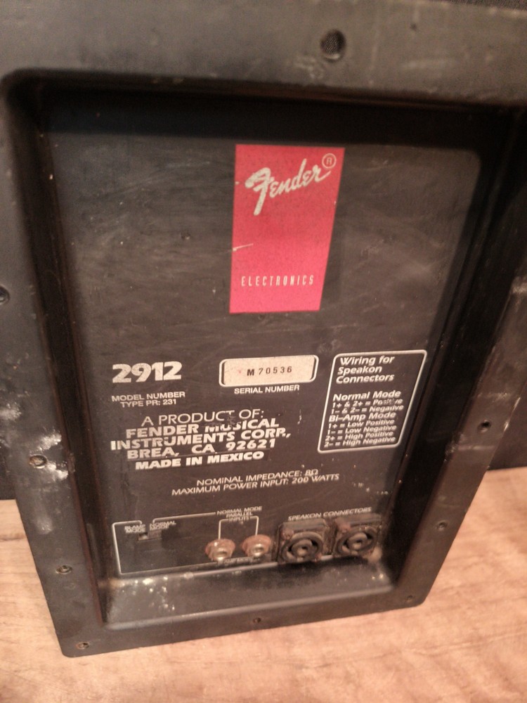 Fender 2912 Speaker Hookup, Untested