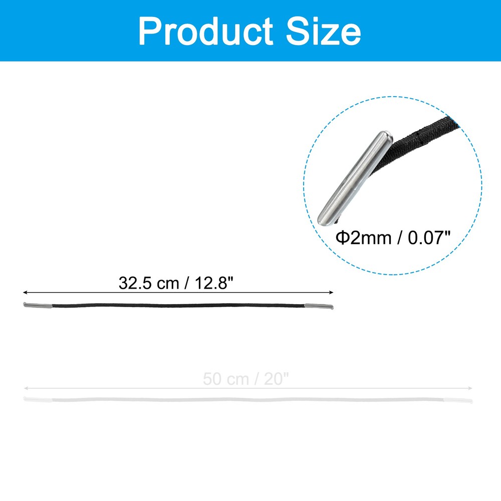 100 Pcs 13 Inch Elastic Barbed Cord 2 mm Loop Stretch Round String Black