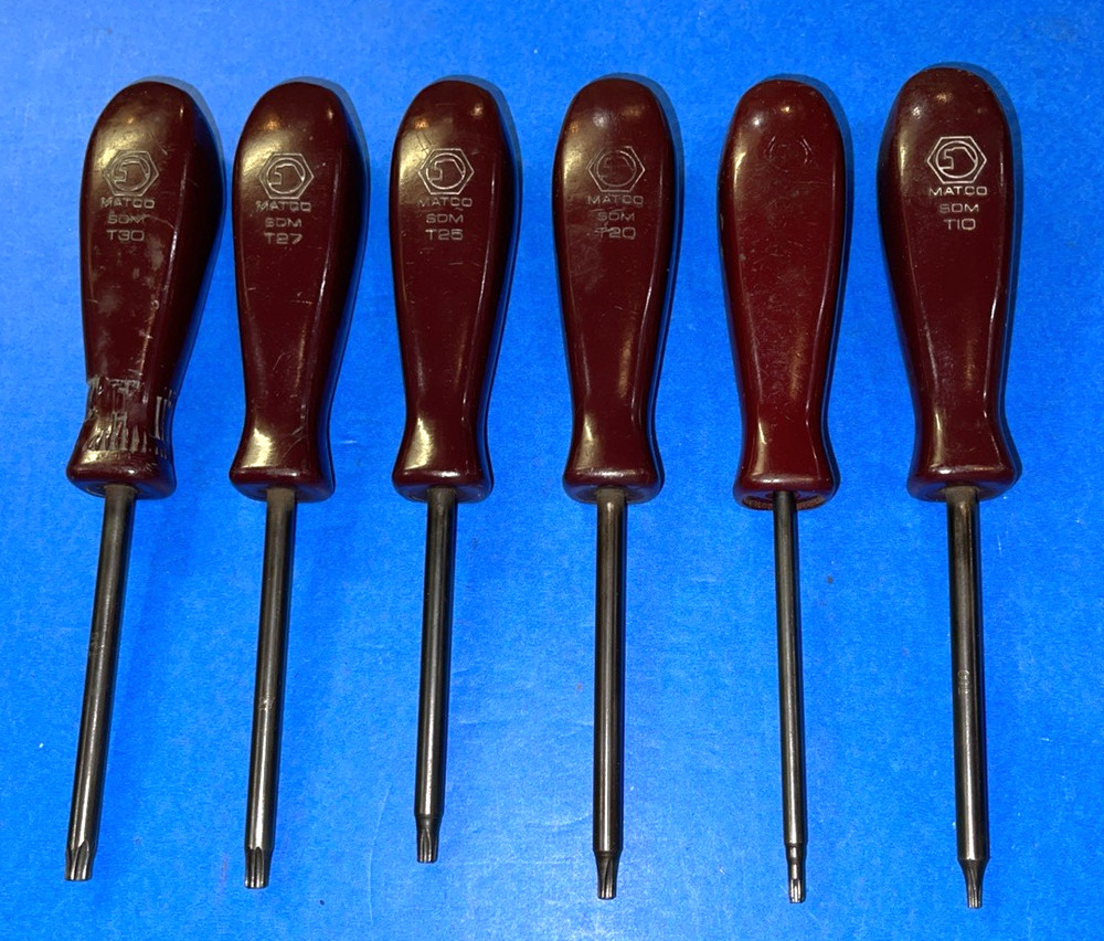 MATCO TOOLS 6 PIECE TORX SCREWDRIVER SET MAROON HANDLES