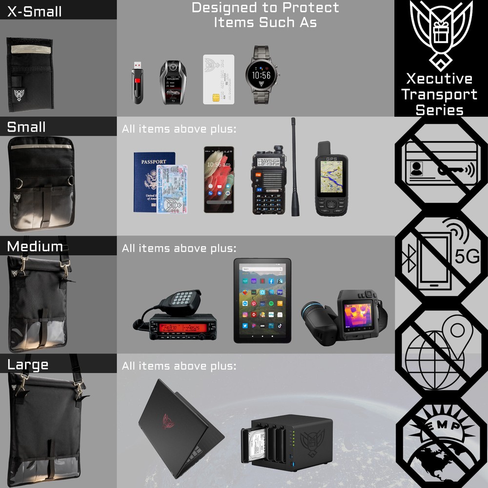 Xtreme Sight Line ~ Xecutive Faraday Bag for Laptops / Large Electronics ~ Black