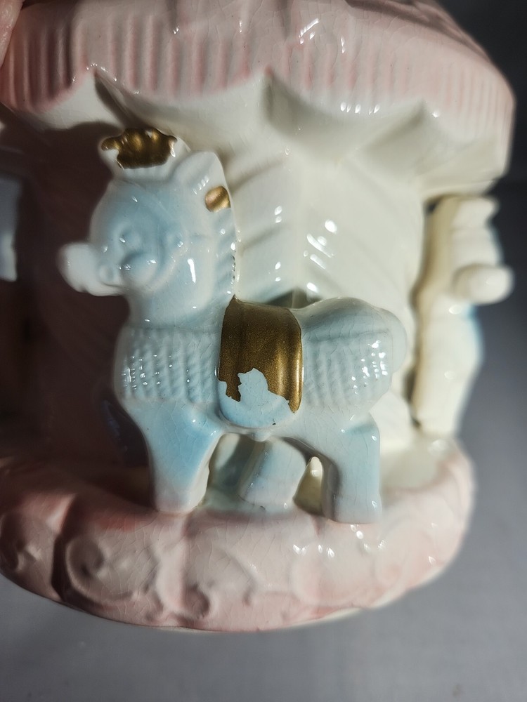 Vintage Rubens Ceramic Carousel Nursery Planter