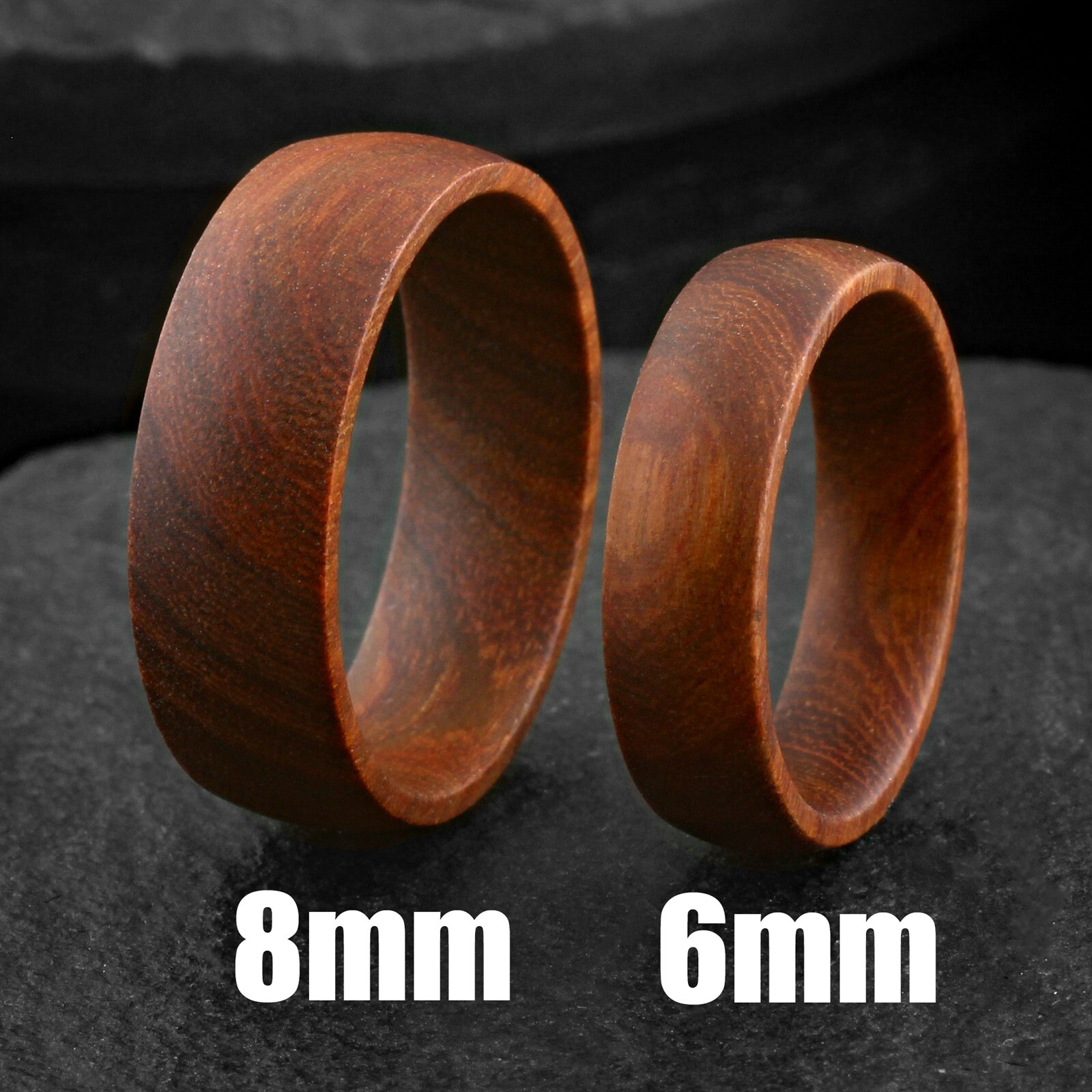 Gorgeous Hawaiian Koa Wood Domed Wedding Band Ring 6mm or 8mm
