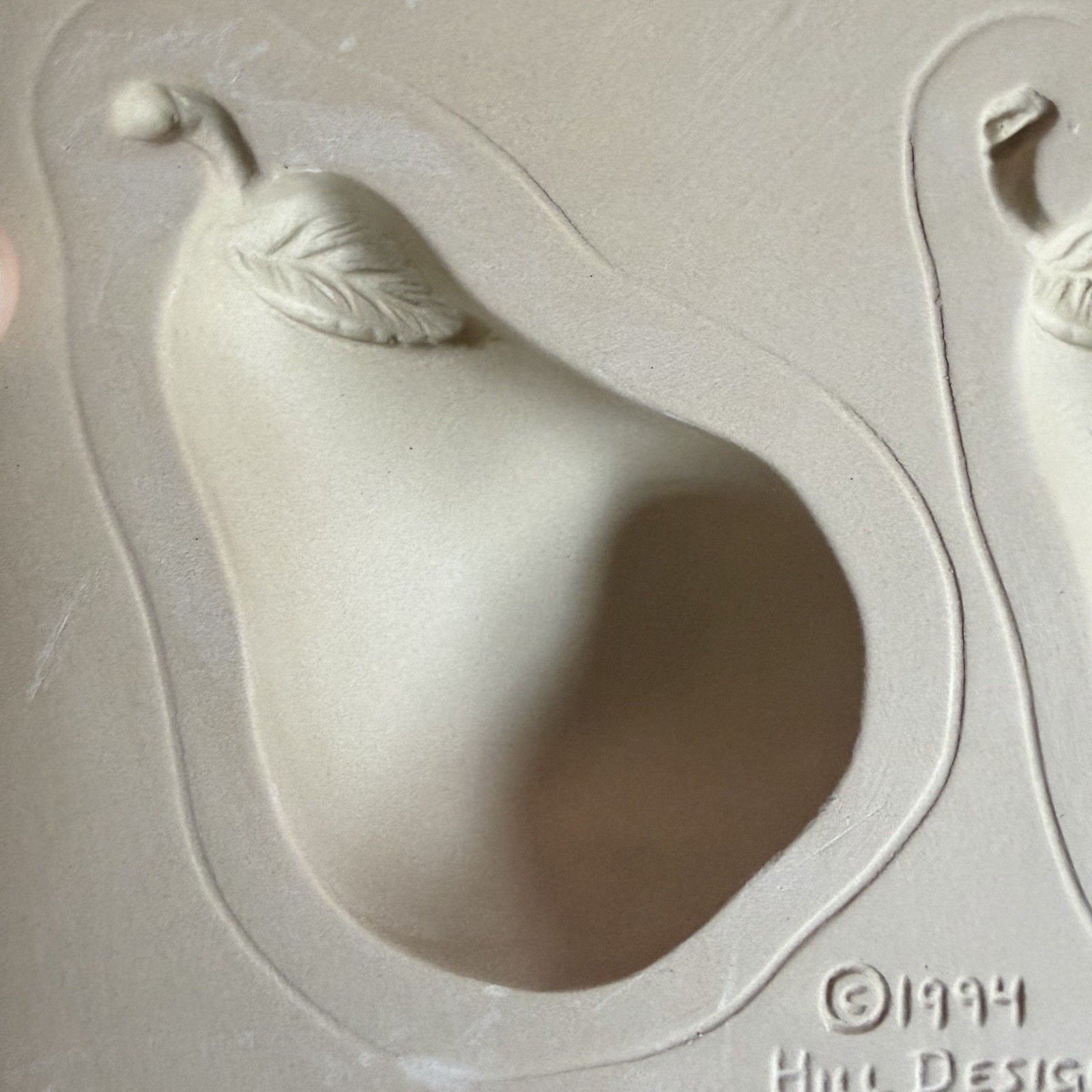 Rare Vintage Pear Paper Art Mold Brown Bag Cookie Mold Casting Ornament Holiday