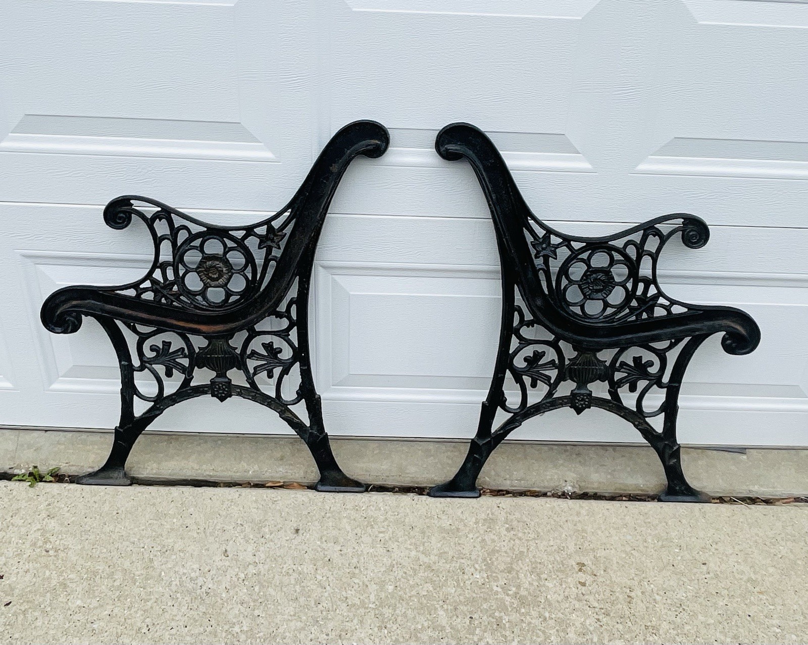 Vintage Cast Iron Park Bench Ends / Legs - Ornate