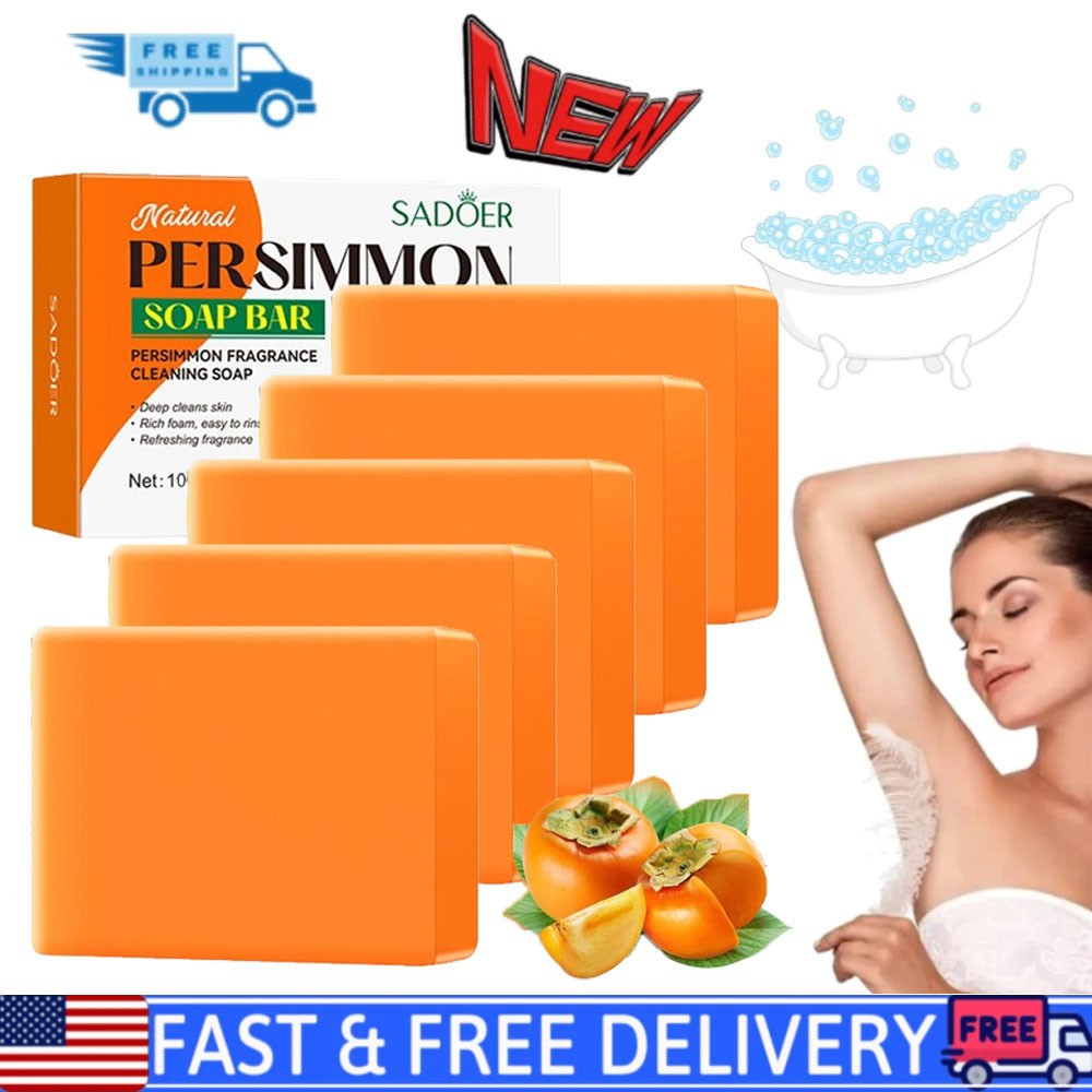 Natural Persimmon Soap Bar for Body Odor Control, Organic Deodorant Body Face