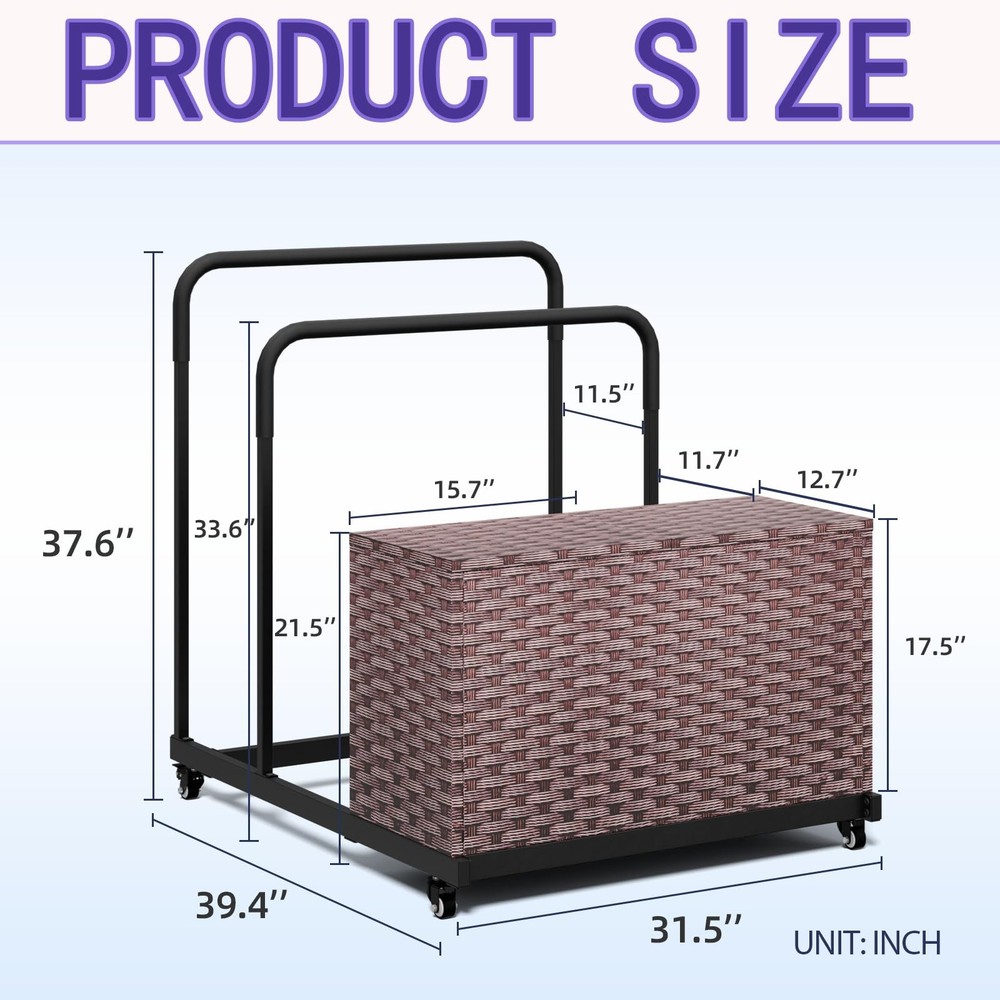 Pool Storage, Pool Float Storage Bin with Wheels, Waterproof Metal with Ratta...