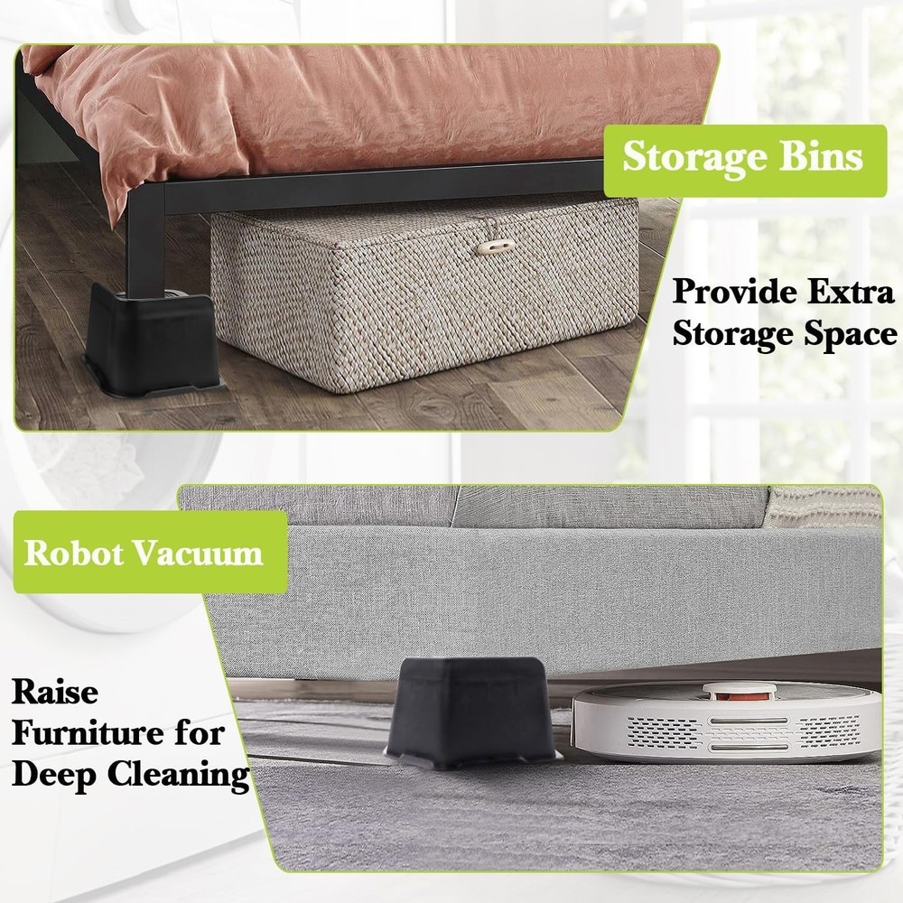 Multi-Purpose 4 Inch Bed Risers - Support Up to 6000 Lbs, Easy Installation