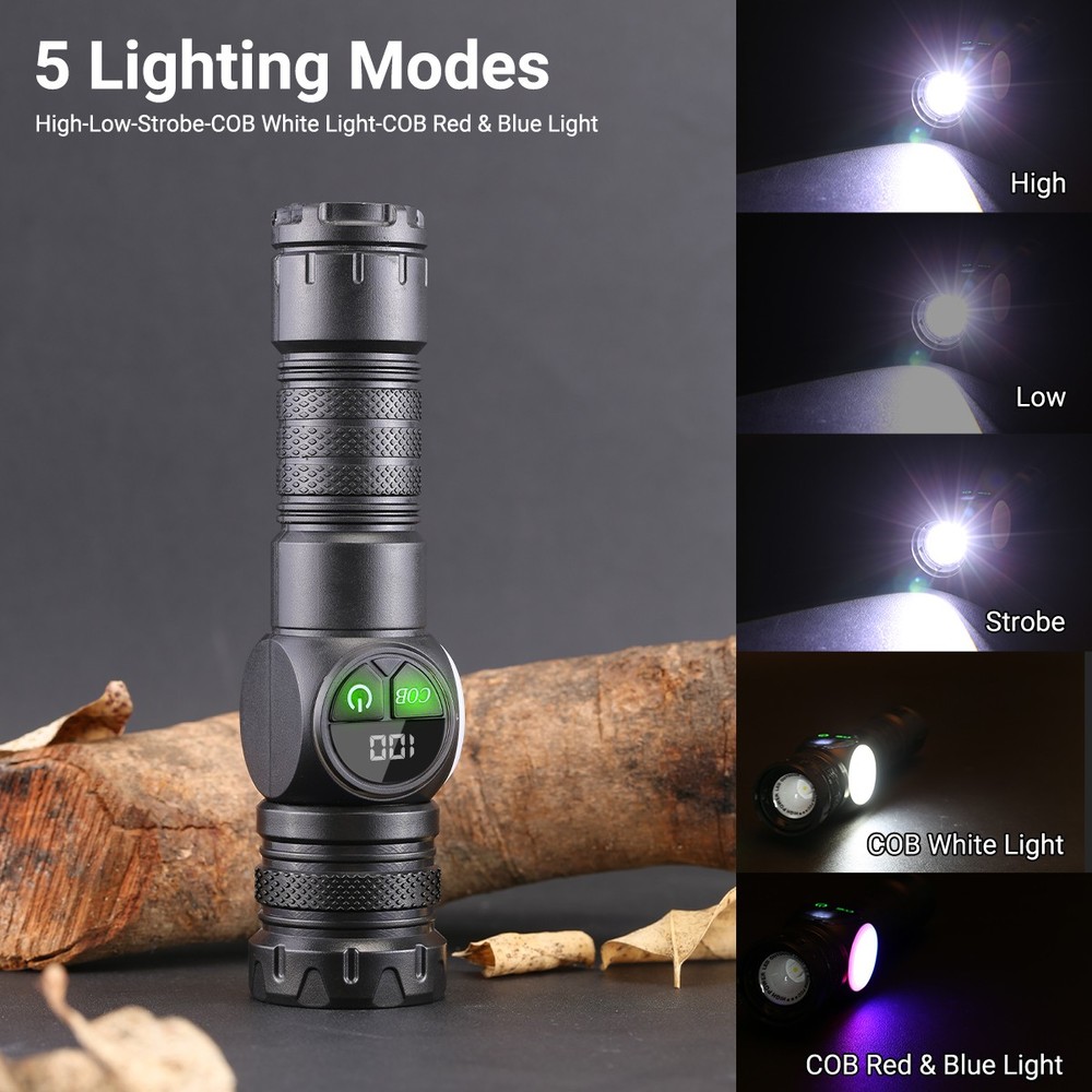 2x Super Bright LED Flashlight Rechargeable Magnetic Flashlights LED Work Lights