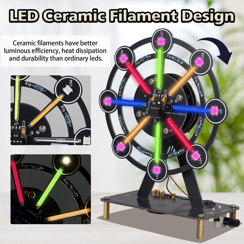 STEM Soldering Practice Kit - DIY Rotating Ferris Wheel Solder Practice Kit w...