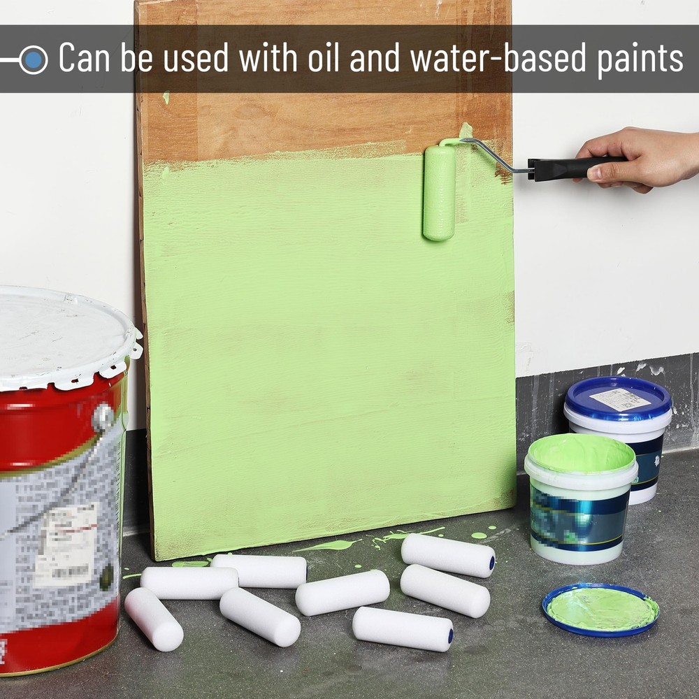 Bates Paint Roller 4 Inch Paint Roller Frame with 2 Foam Covers
