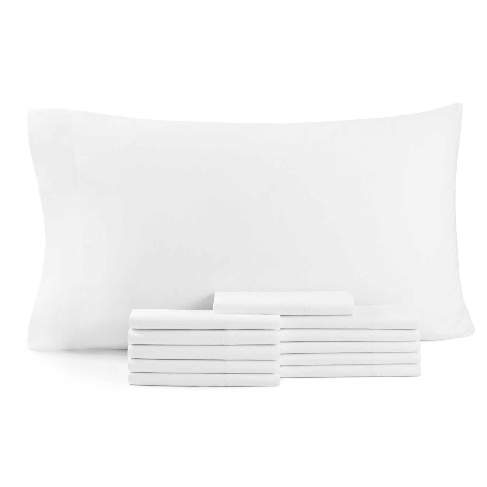Cotton Sateen Pillowcases, Size Options, White, Packs of 12 and Bulk Cases of 72