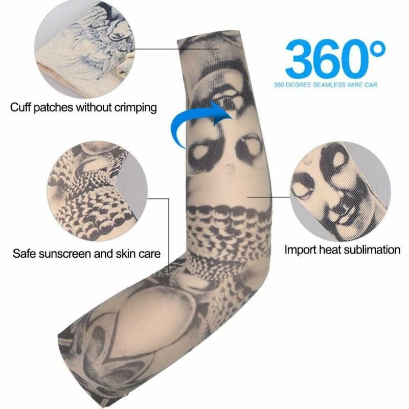 6PCS Tattoo Cooling Arm Sleeves Cover Basketball Golf Sport UV Sun Protection