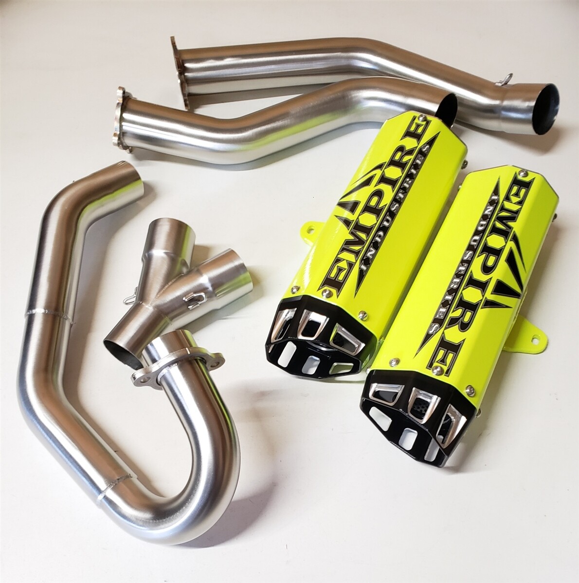 Empire Industries Yellow Black Dual Full System Exhaust Pipe Raptor 700 2015+