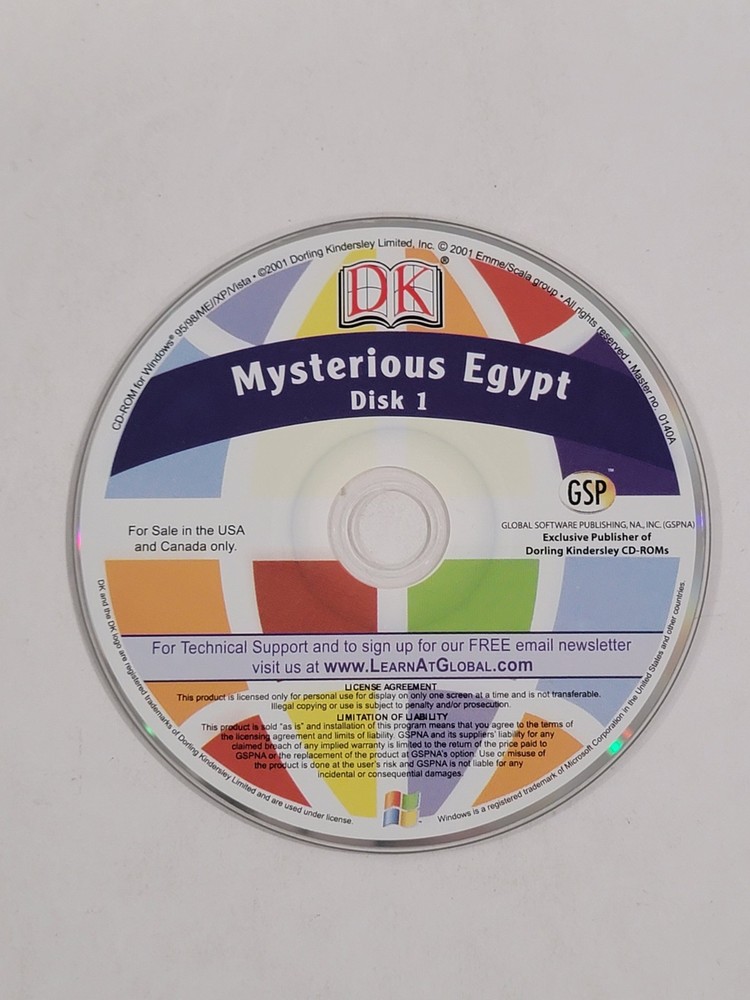 Mysterious Egypt PC CD-ROM Game Activity - Disc 1 Only
