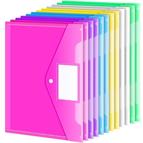 Pack Folders Plastic Envelopes, Clear Plastic File Folder for Document, 12