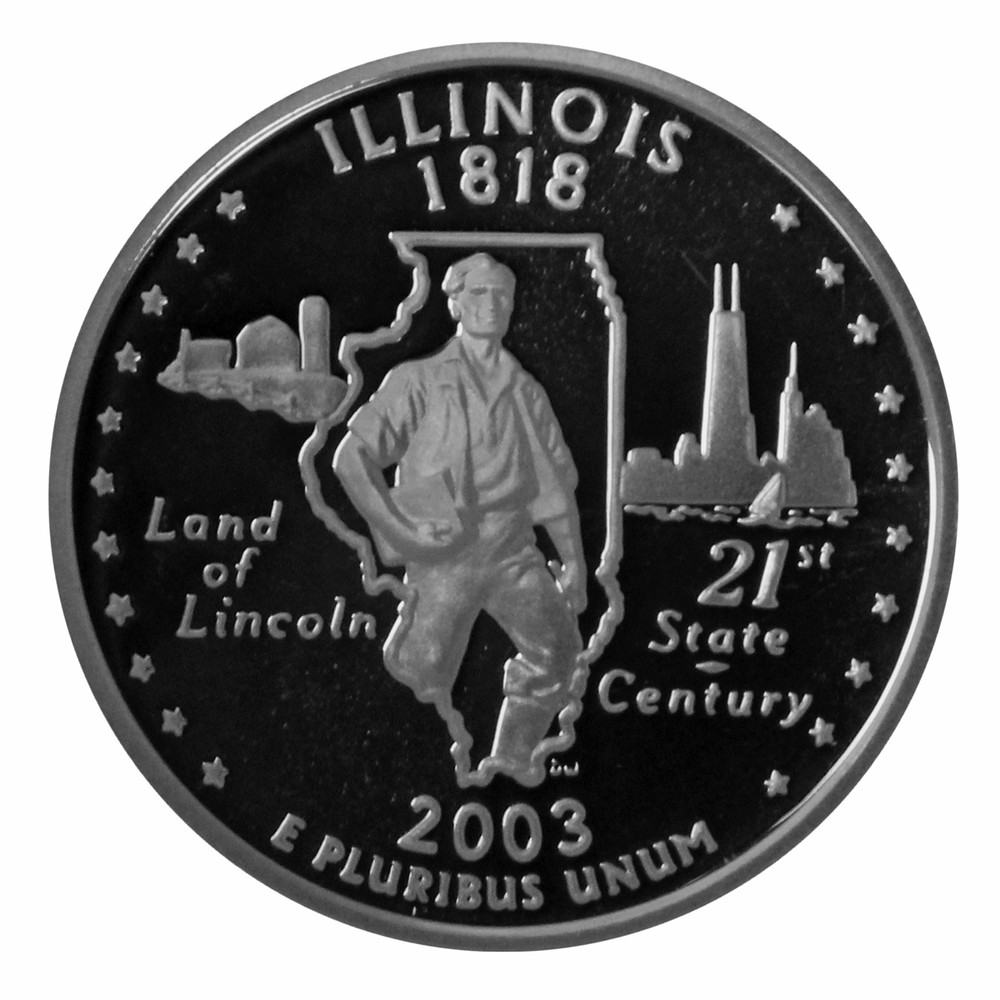 2003 S State Quarter Illinois Proof Single Gem Deep Cameo CN-Clad Coin