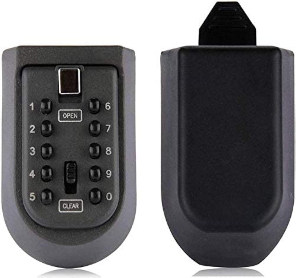Compact Push Button Key Safe - Wall Mount Key Box with Rubber Cover for 5-7 Keys