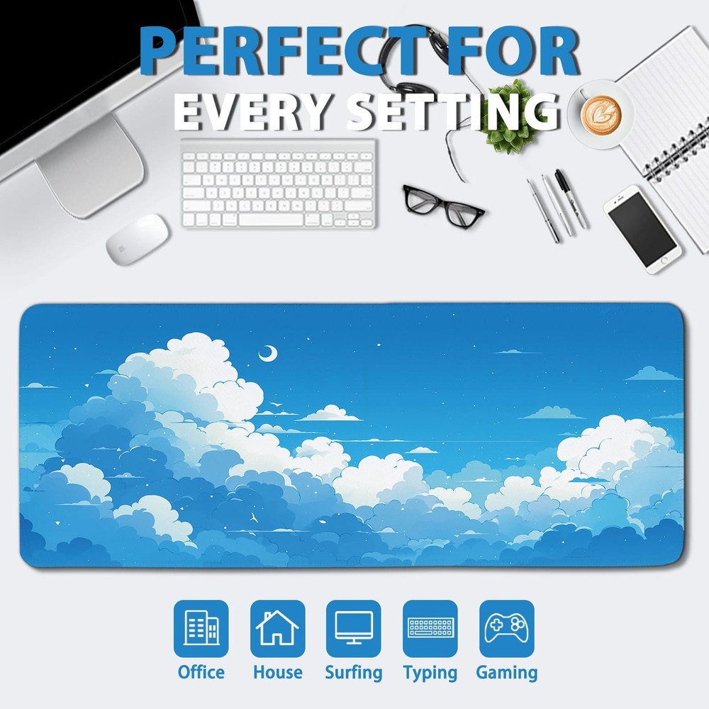Cloud Gaming Mouse Pads Large, Cloud Aesthetics Mousepad with Non Slip Base S...