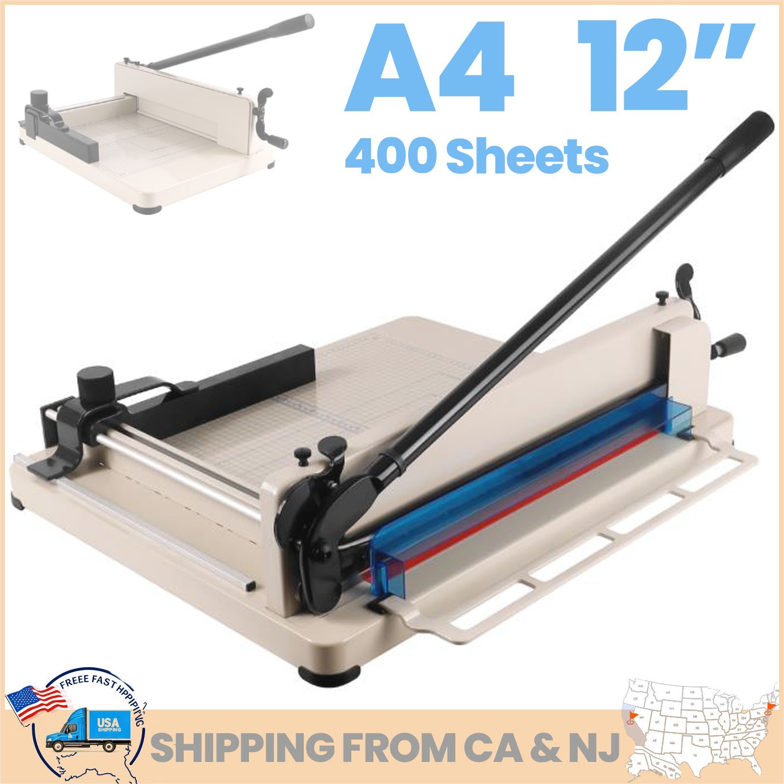 A4 12'' Heavy Duty Guillotine Paper Cutter, 400Sheets Paper Cutters and Trimmers