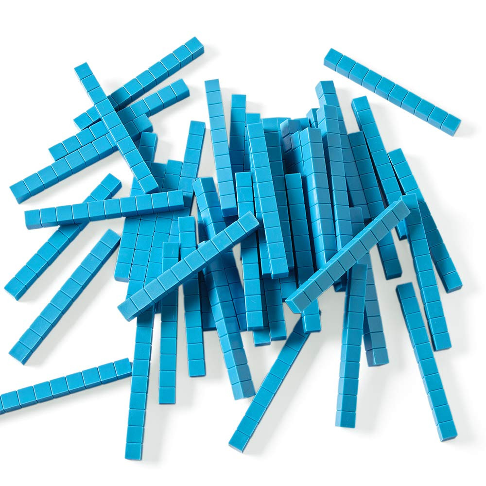 Blue Plastic Base Ten Blocks Rods Set, Place Value Blocks, Counting Cubes, Base