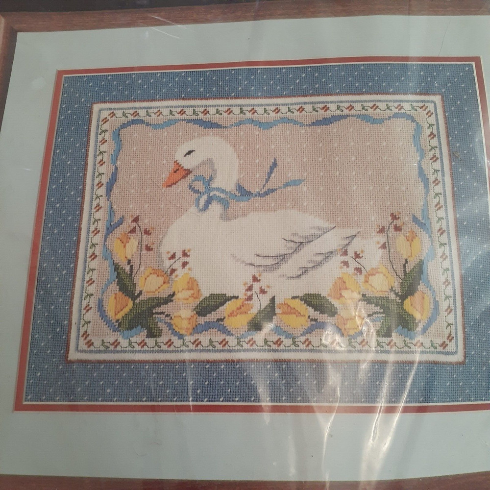 Dimensions Needlepoint Kit Blue Ribbon Goose Spring Easter Tulips (Open Package)