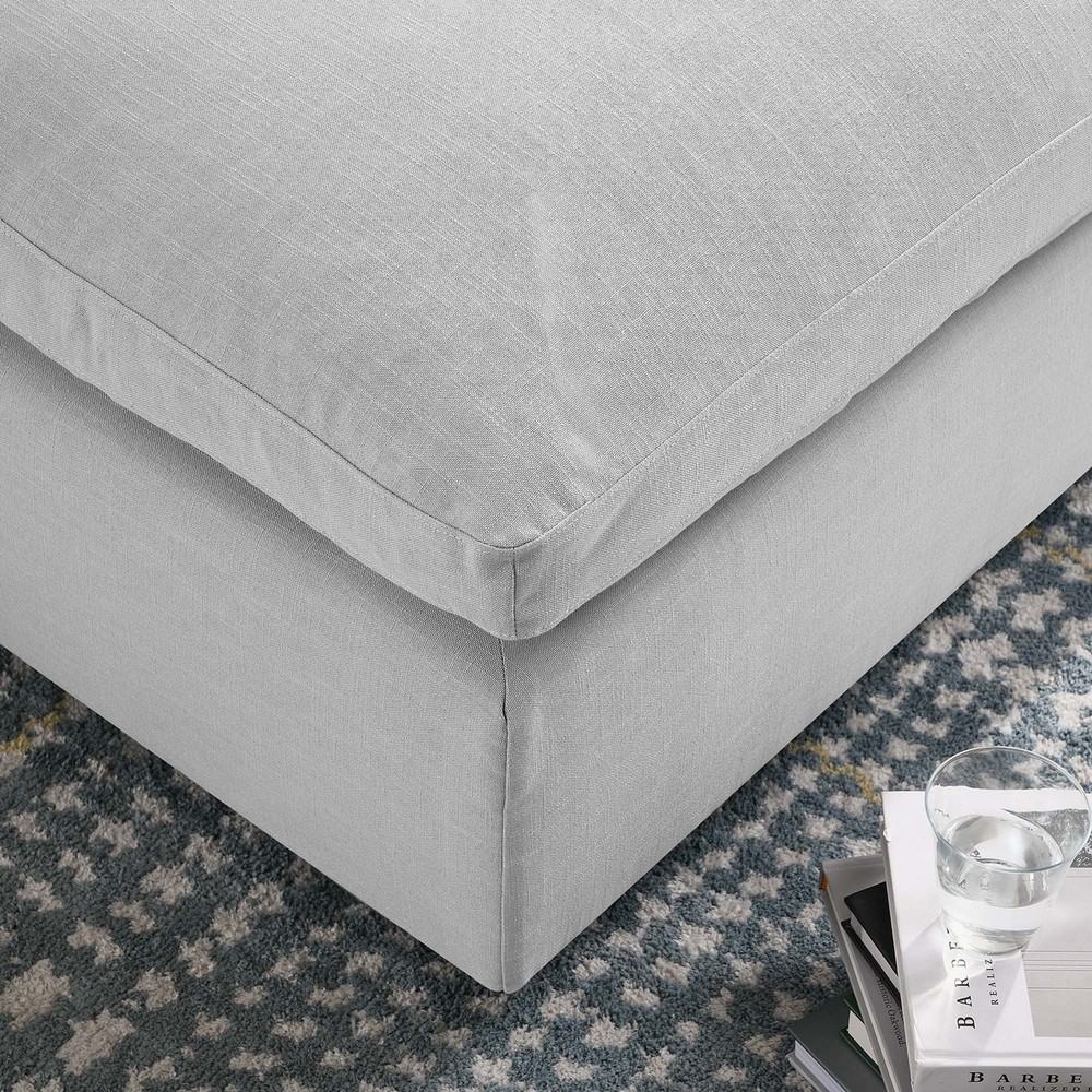 Modway Commix Down Filled Overstuffed Ottoman in Light Gray